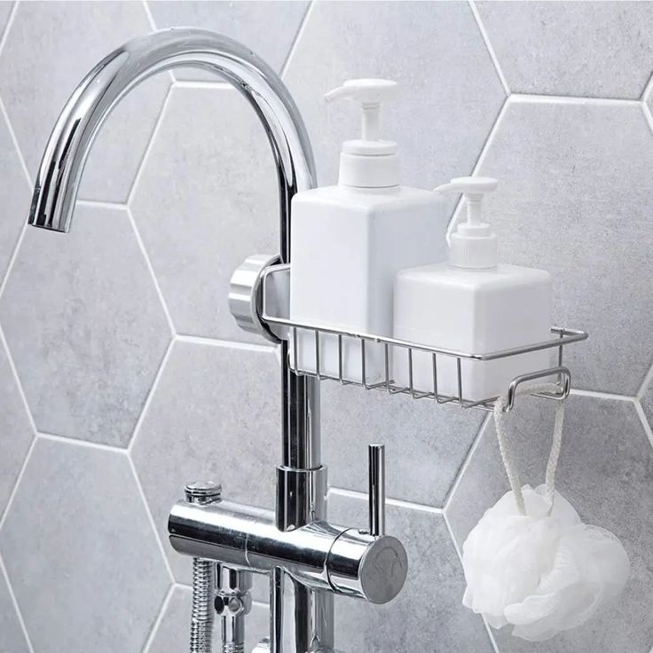 Adjustable Stainless Steel Faucet Sponge Holder | Kitchen Sink Storage Basket (1.8–3cm Tap Fit)